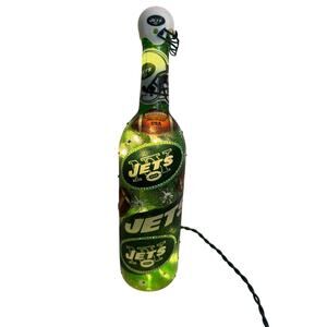 New York Jets Designer Glass Bottle w/ Lights *Unique Gift Idea